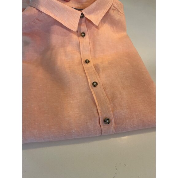 Peach Button-Up Linen Blouse By J. Crew Made in India - Picture 13 of 14